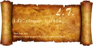 Lézinger Tullia névjegykártya